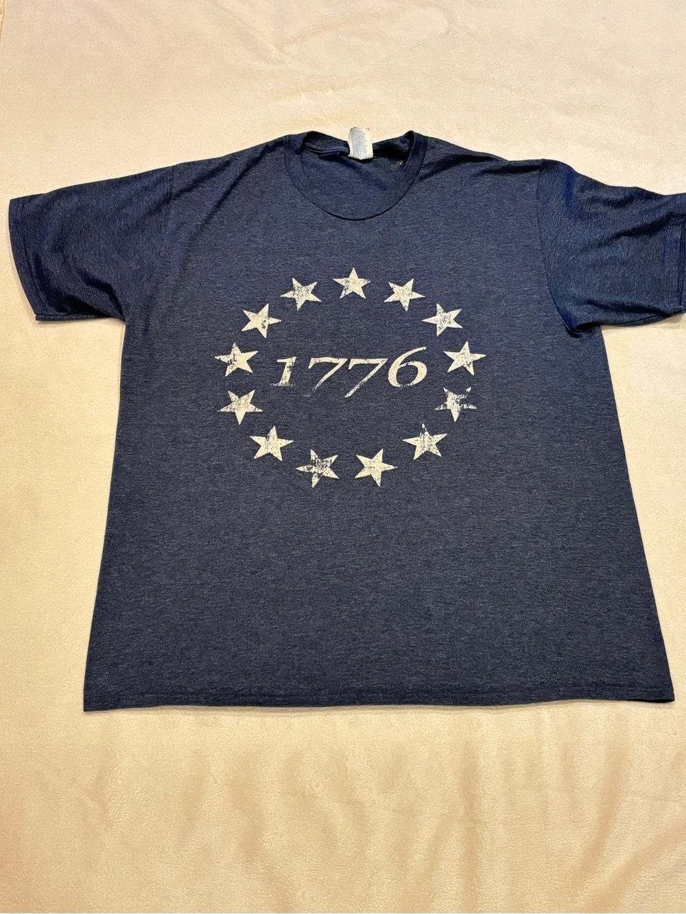 Navy Blue 1776/Stars Graphic T-Shirt America USA 250th Birthday Unisex L